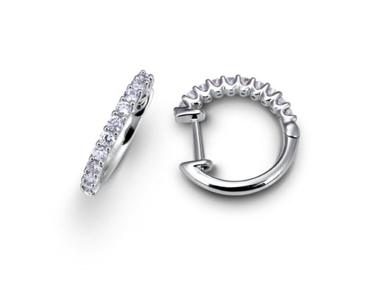 18ct White Gold Diamond Hoop Earrings 0.33ct