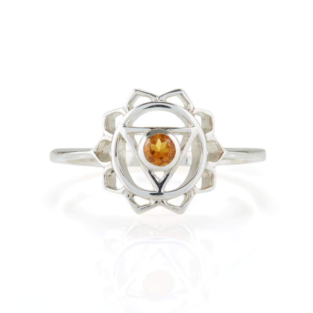 Solar Plexus Chakra Ring, Citrine & Silver Gold Plated