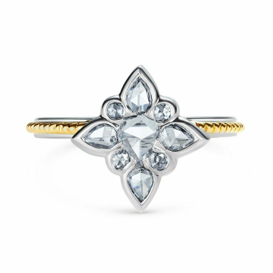 Rose Cut Diamond Ring Platinum And 18ct Yellow Gold