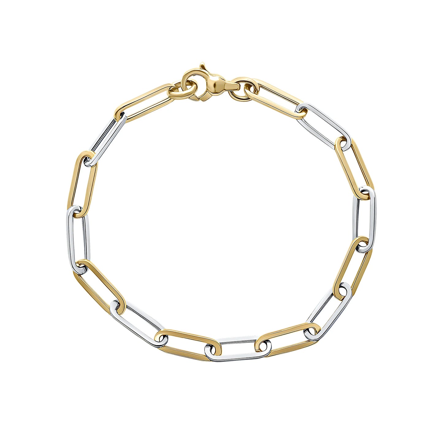 9ct Yellow & White Gold Oval Paperchain Bracelet