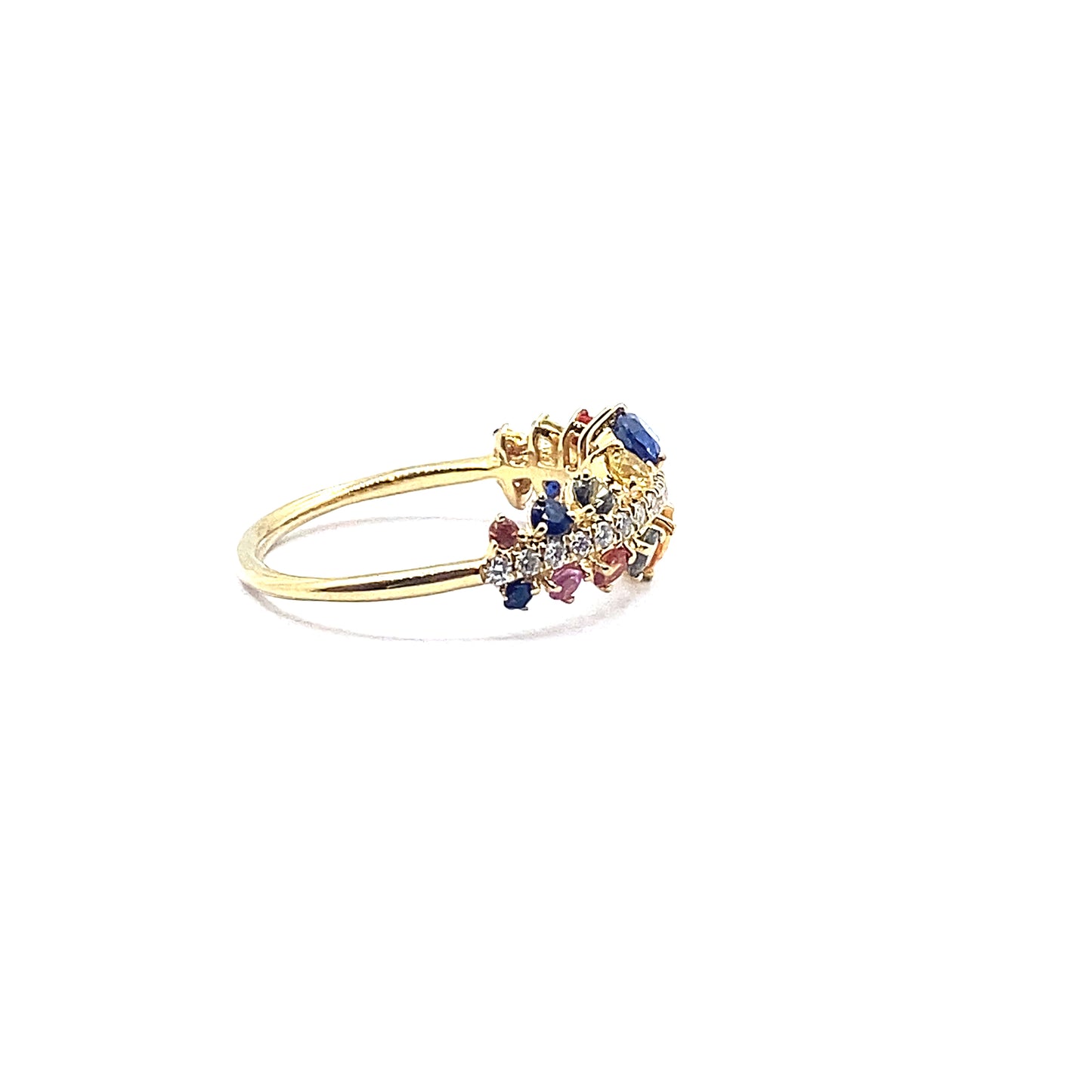 Multi Coloured Sapphire and Diamond, 18ct Gold Ring