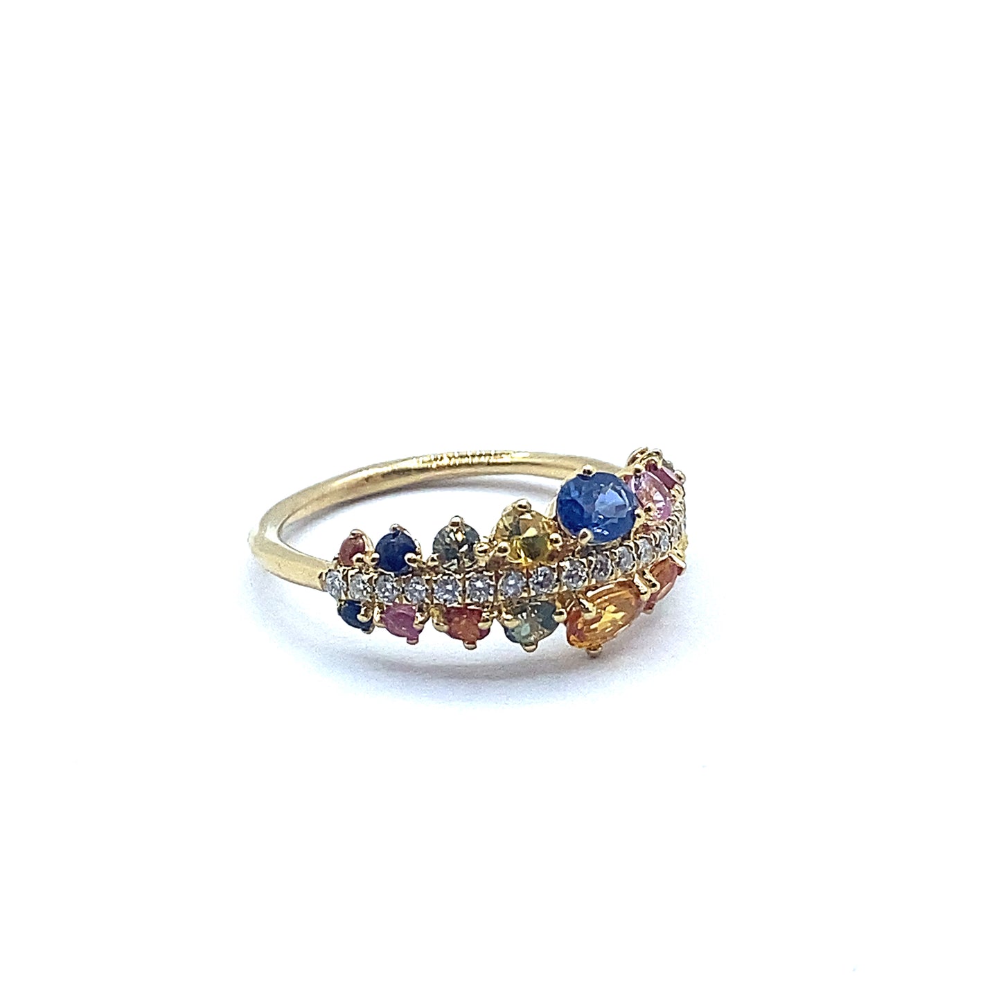 Multi Coloured Sapphire and Diamond, 18ct Gold Ring