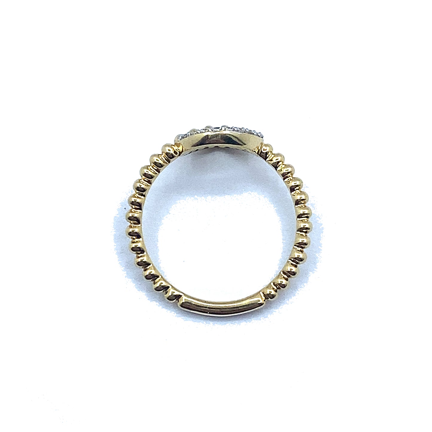 Diamond Circle and 18ct Yellow Gold Beaded Ring