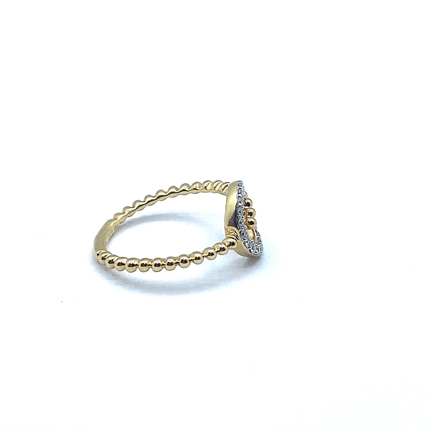 Diamond Circle and 18ct Yellow Gold Beaded Ring