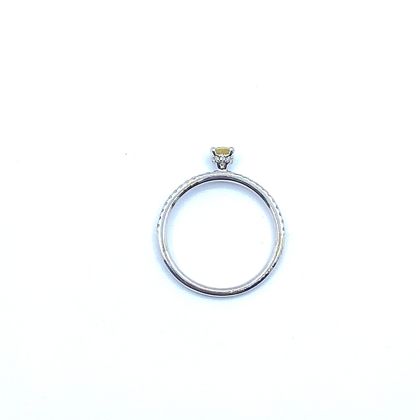 Yellow Sapphire Ring with a Diamond Claw Set Band in 9ct White Gold