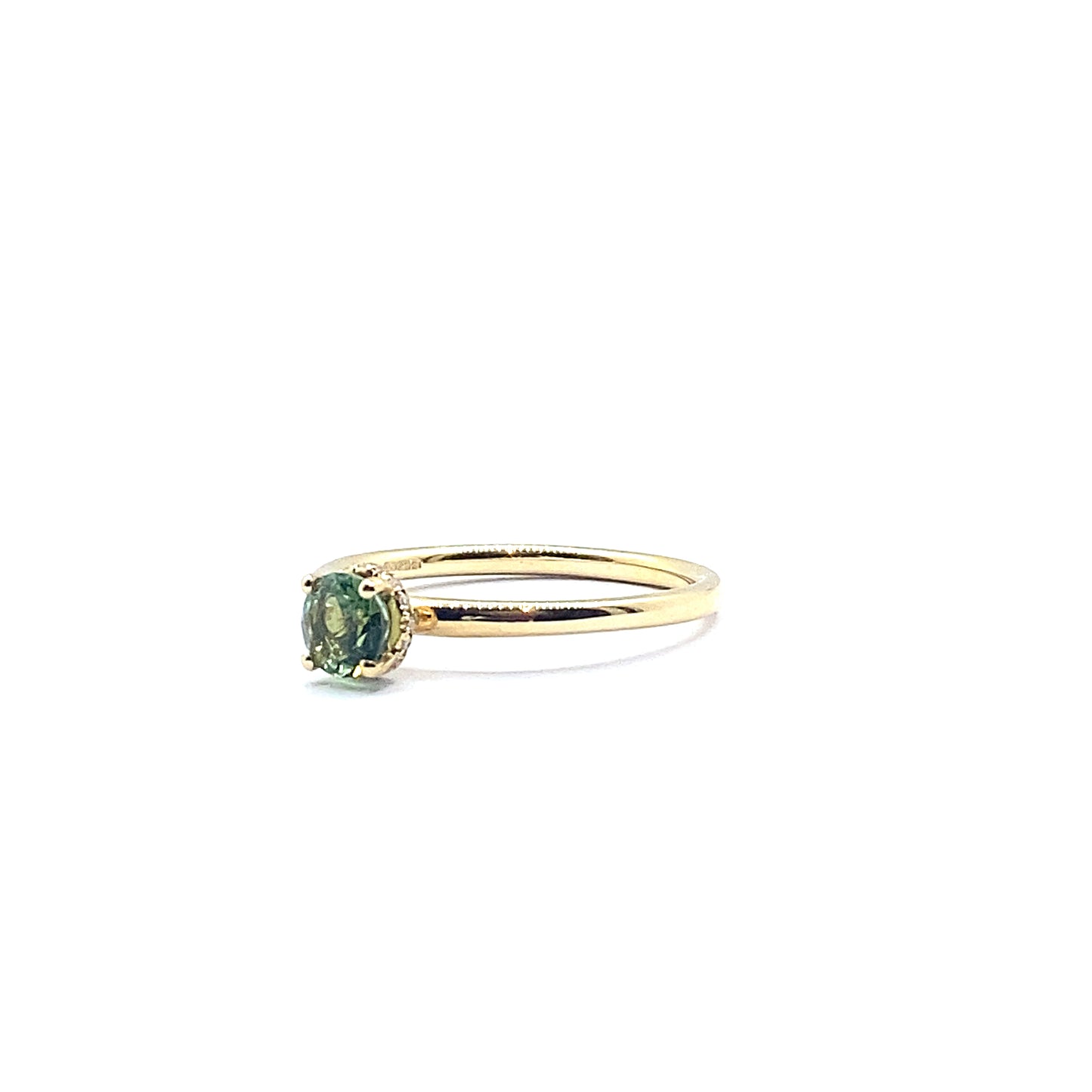 Forest Green Tourmaline Ring with a Diamond Hidden Halo in 9ct Yellow Gold