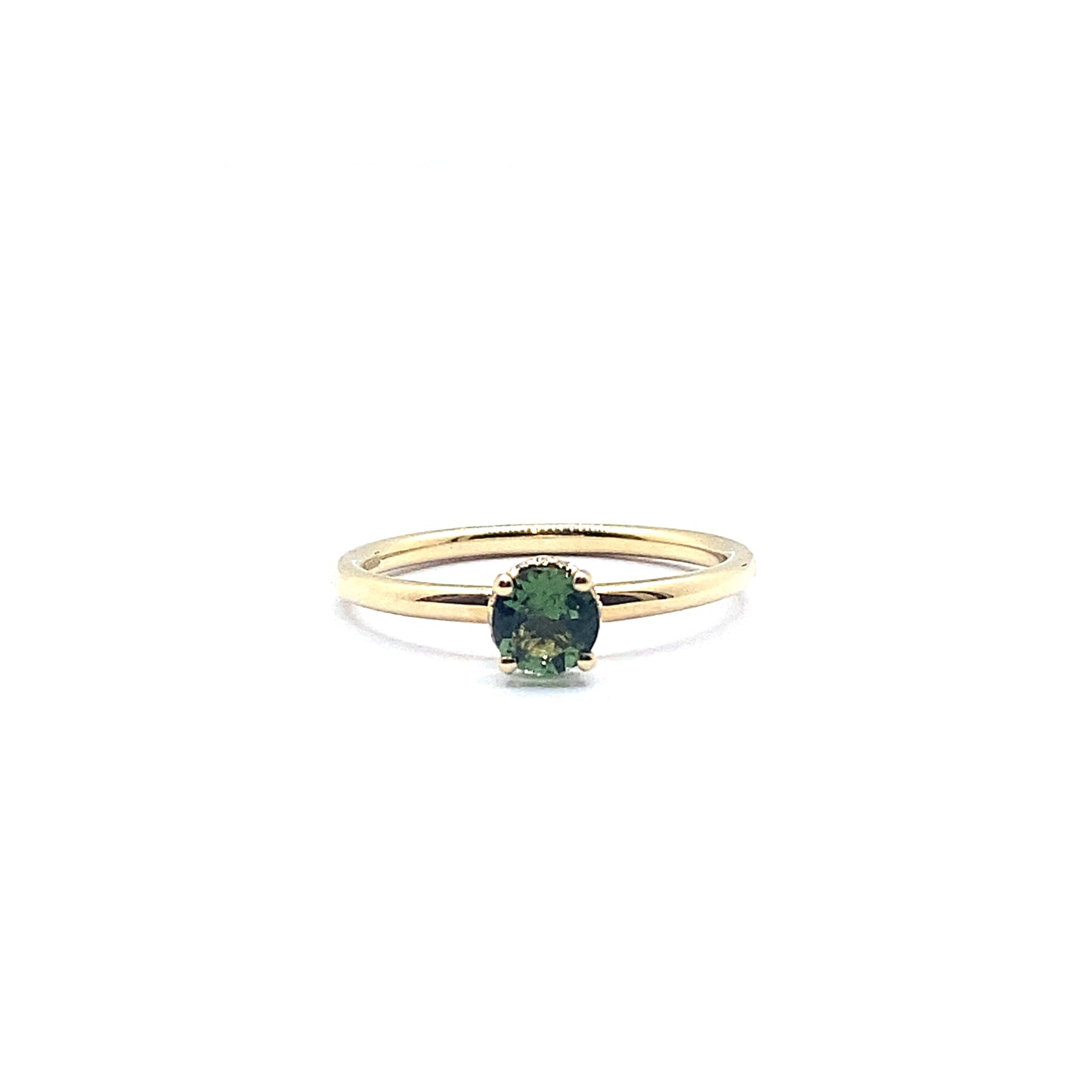 Forest Green Tourmaline Ring with a Diamond Hidden Halo in 9ct Yellow Gold