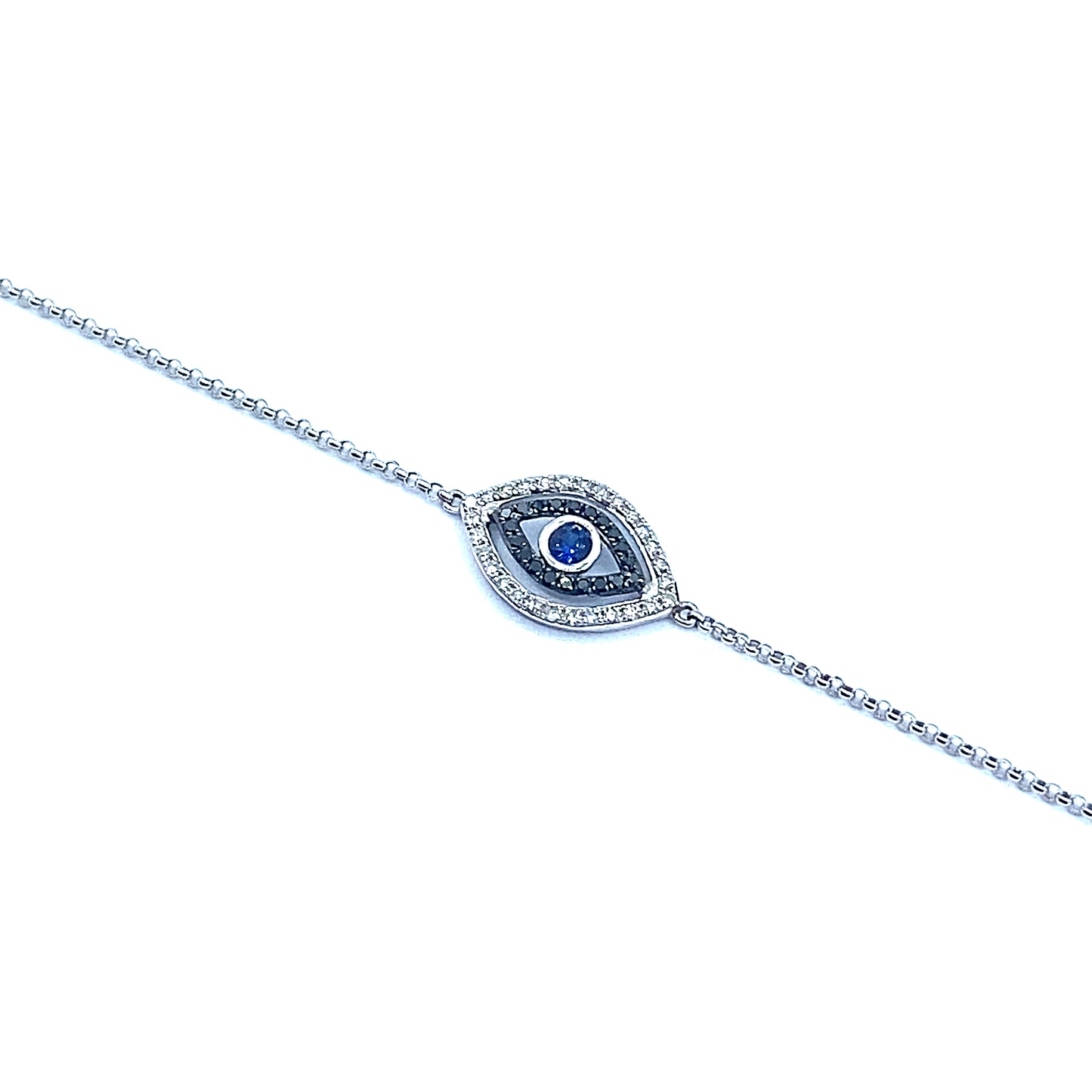 Evil (or Lucky) Eye Diamond, Sapphire, 18ct White Gold Bracelet