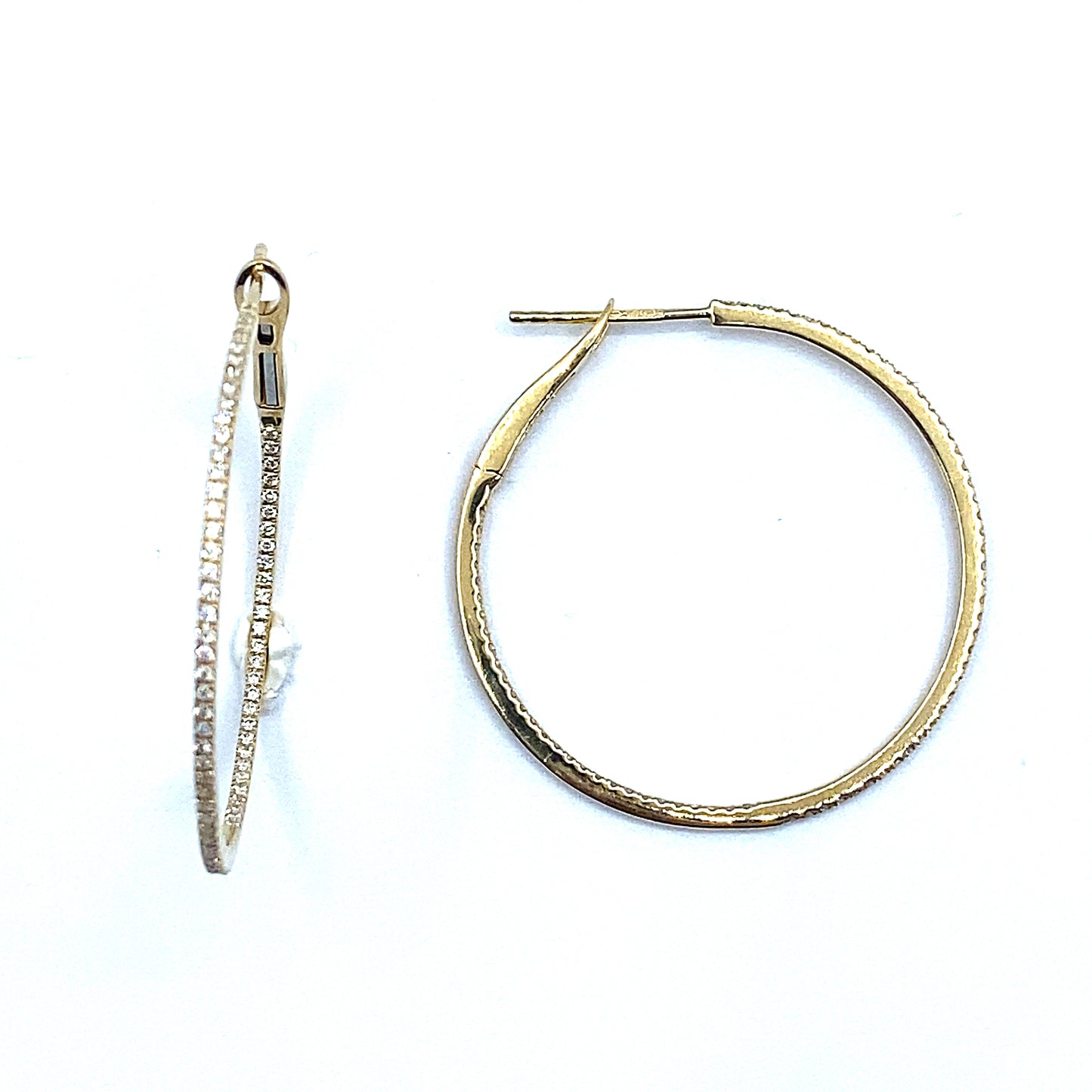 Large In-And-Out Diamond Set, 18ct Gold Hoop Earrings