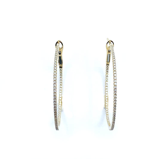 Large In-And-Out Diamond Set, 18ct Gold Hoop Earrings