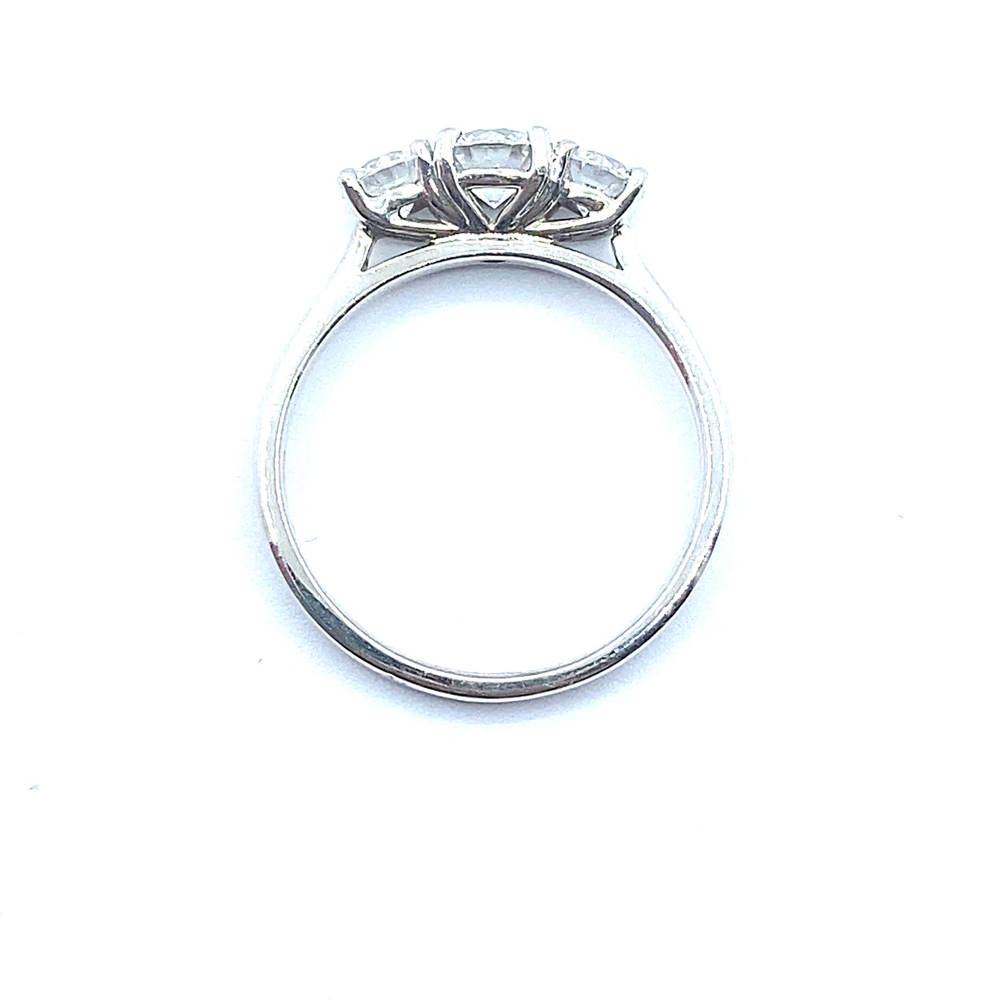 18ct White Gold Ring with Three Diamonds (Four Clawset)