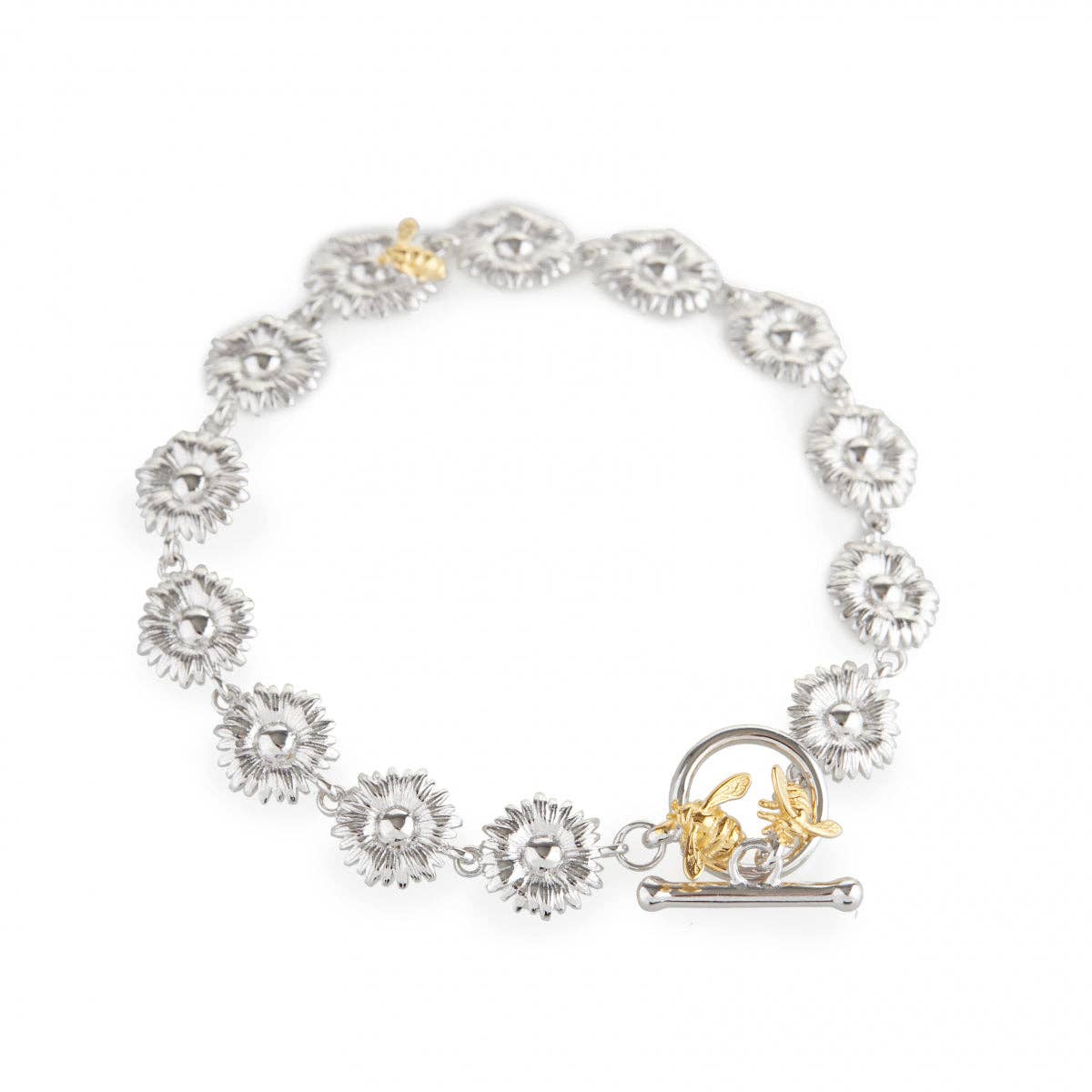 Sterling Silver Daisy Chain Bumble Bee Bracelet