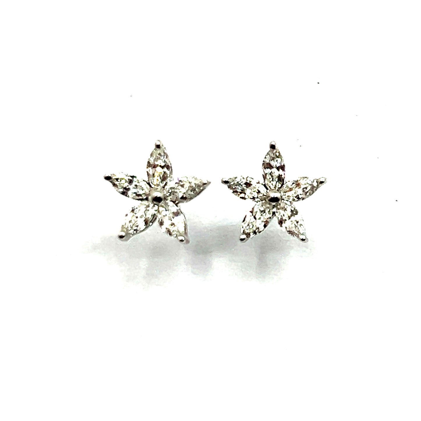 18ct White Gold Marquise Cut Star Diamond Earrings