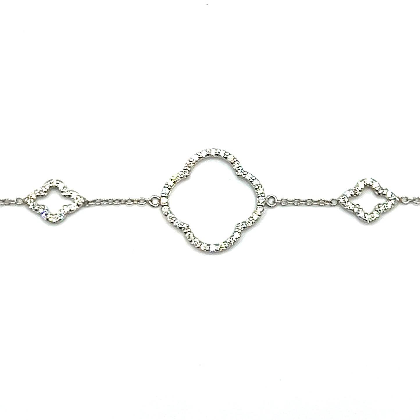 18ct White Gold and Diamond Clover Bracelet