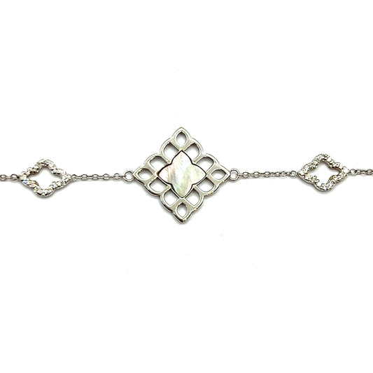 18ct White Gold Diamond and Mother of Pearl Bracelet by Leo Milano