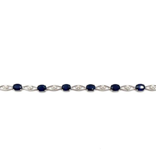 9ct White Gold Diamond And Sapphire Bracelet 'Elvira'