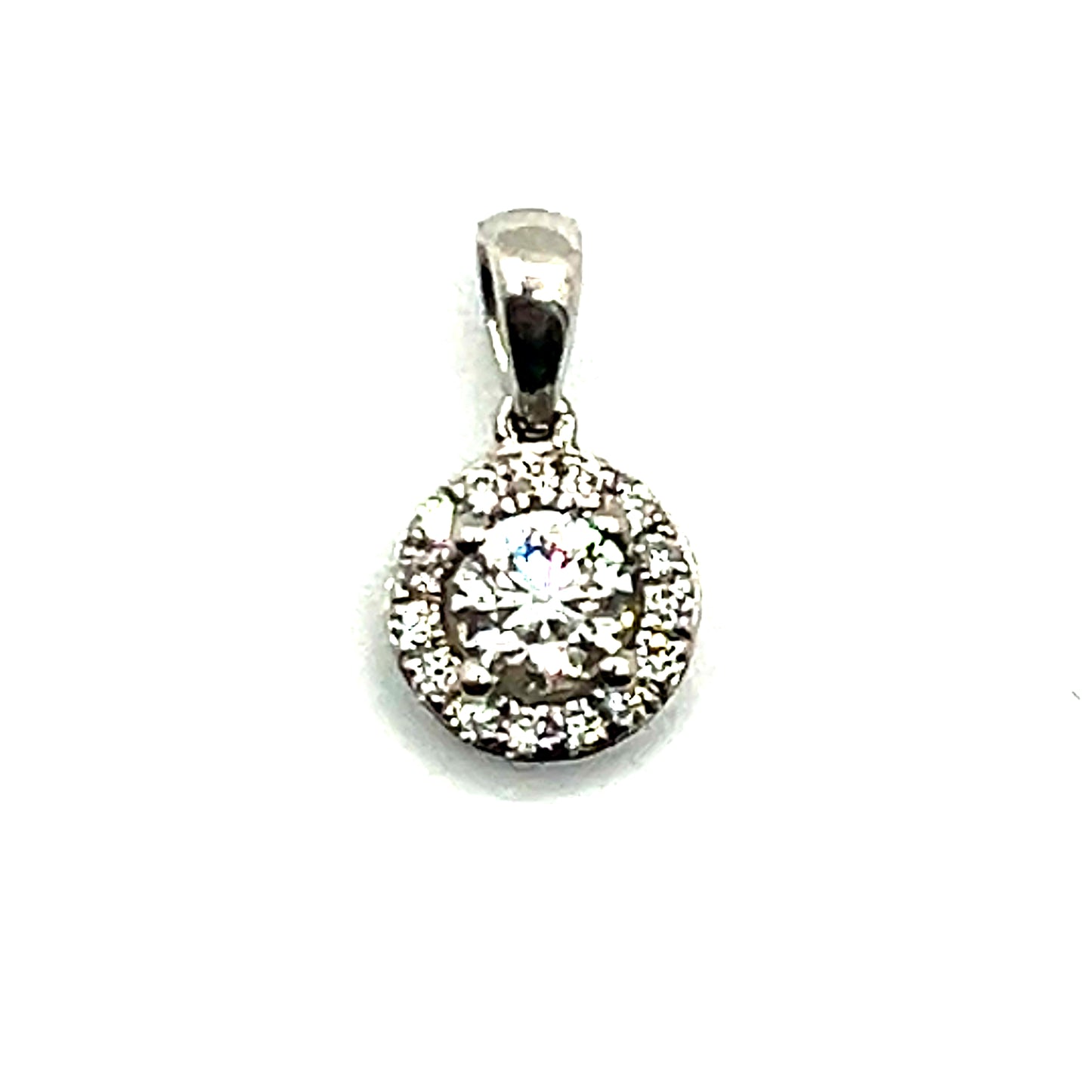 0.32ct Round Brilliant Natural Diamond Halo Pendant in 18ct White Gold