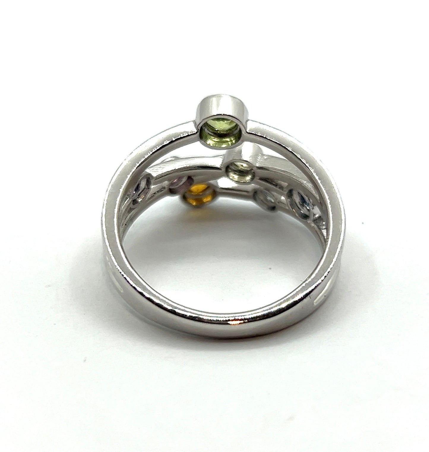 Rainbow Dance Ring In Silver With Multiple Gemstones