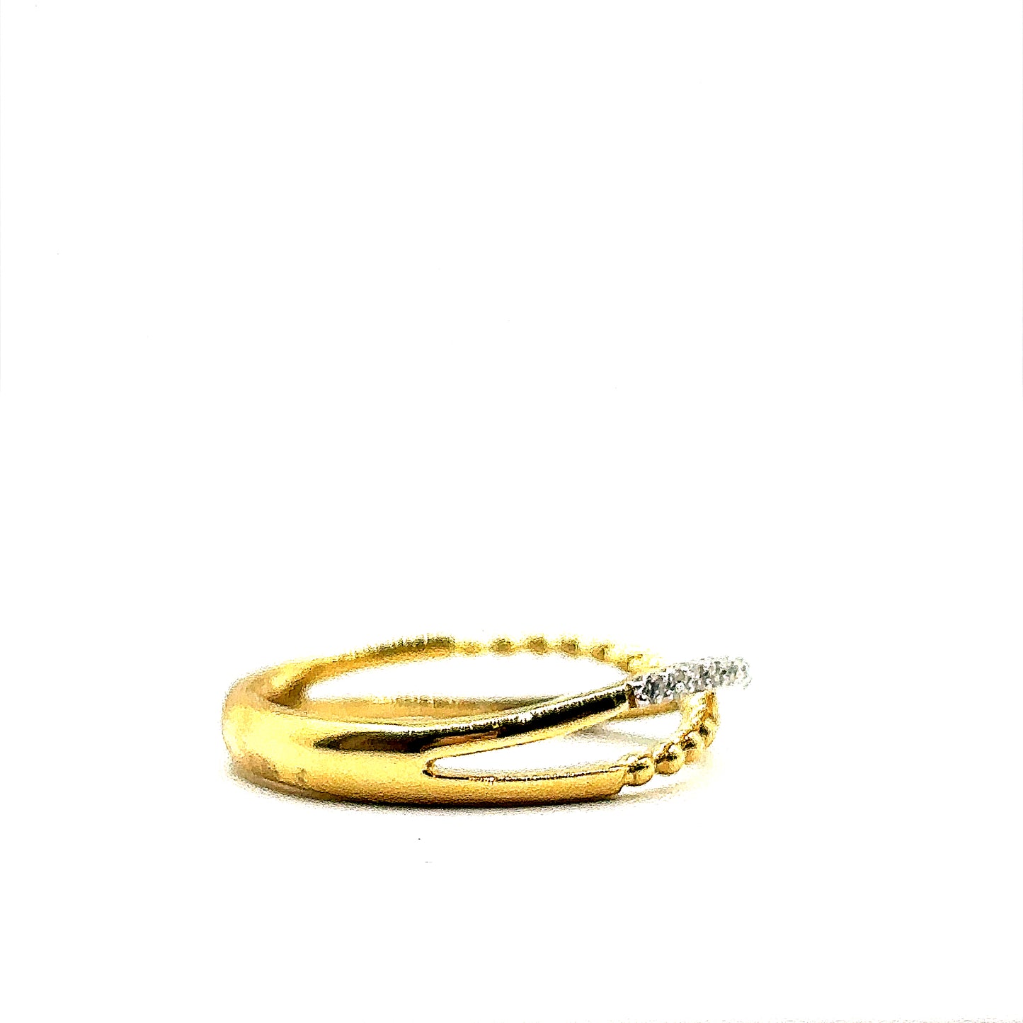 18ct Yellow Gold and Diamond 2 Bar Crossover Ring