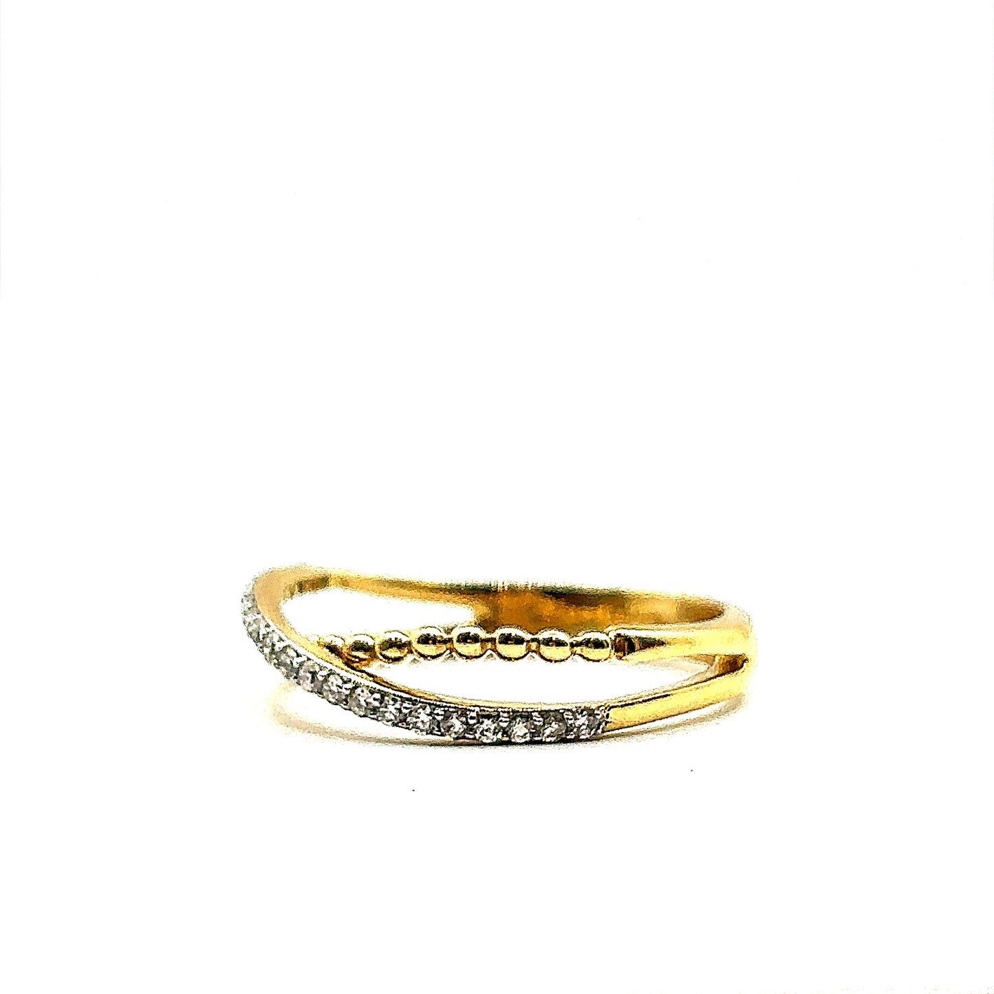 18ct Yellow Gold and Diamond 2 Bar Crossover Ring