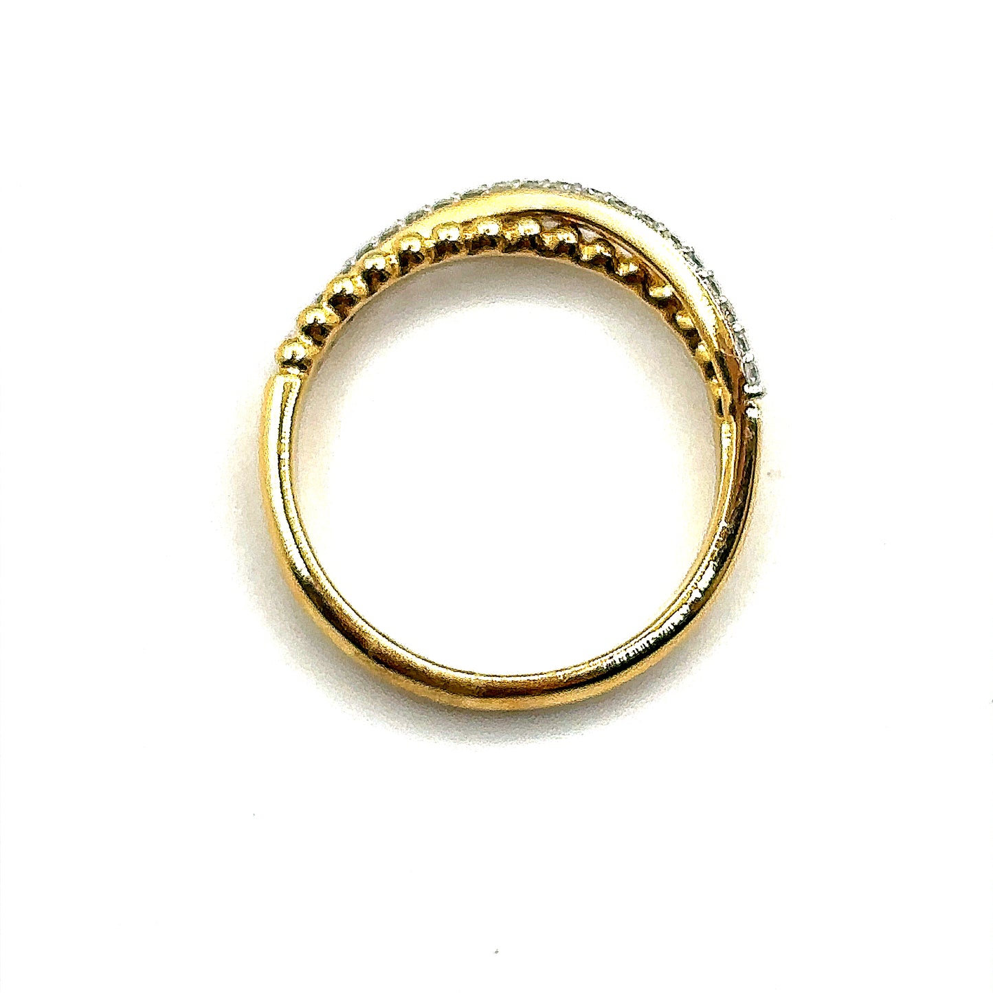 18ct Yellow Gold and Diamond 2 Bar Crossover Ring