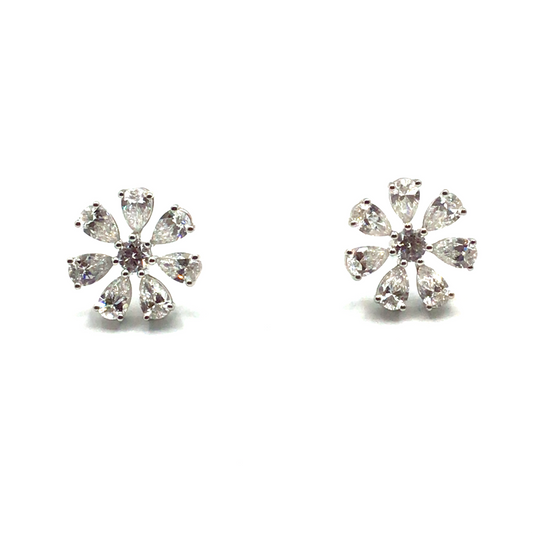 SIX CARATS white gold diamond Daisy earrings