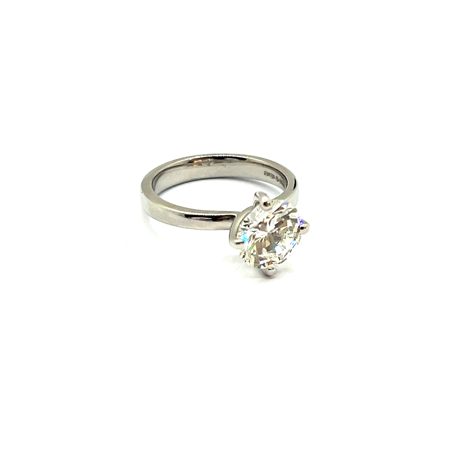 2.06ct Four Twist Prong Platinum Round Brilliant Cut Diamond Engagement Ring (VS1, I Colour)