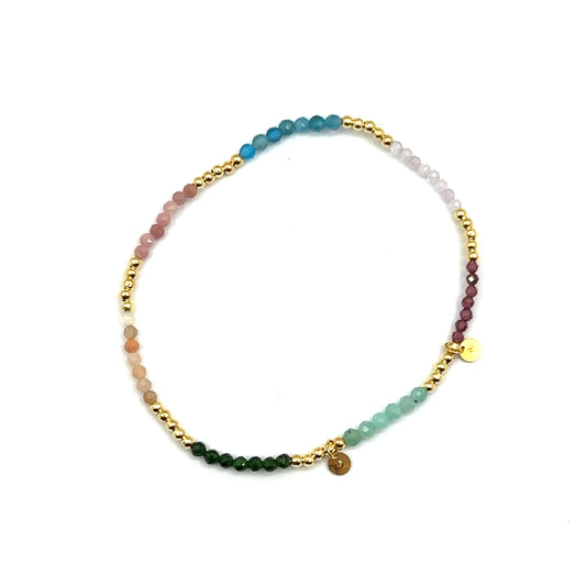 Rainbow Quartz and Silver Gold Plated Beaded Stacking Bracelet