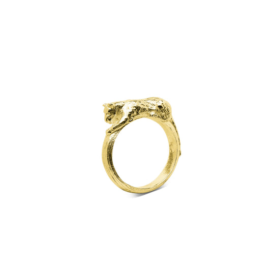 Sterling Silver Gold Plated Lioness Ring