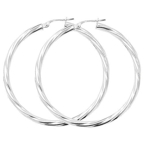 Large Silver Twisted Hoop Earrings – My Store