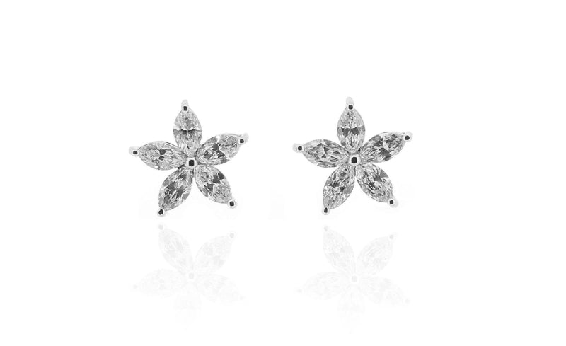 18ct White Gold Marquise Diamond Earrings 0.40ct