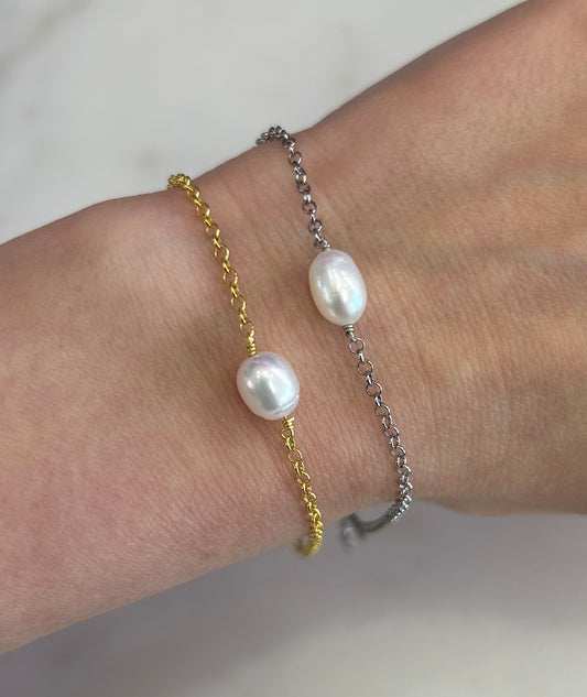 Pearl & Silver Gold Plated "Elegance" Bracelet
