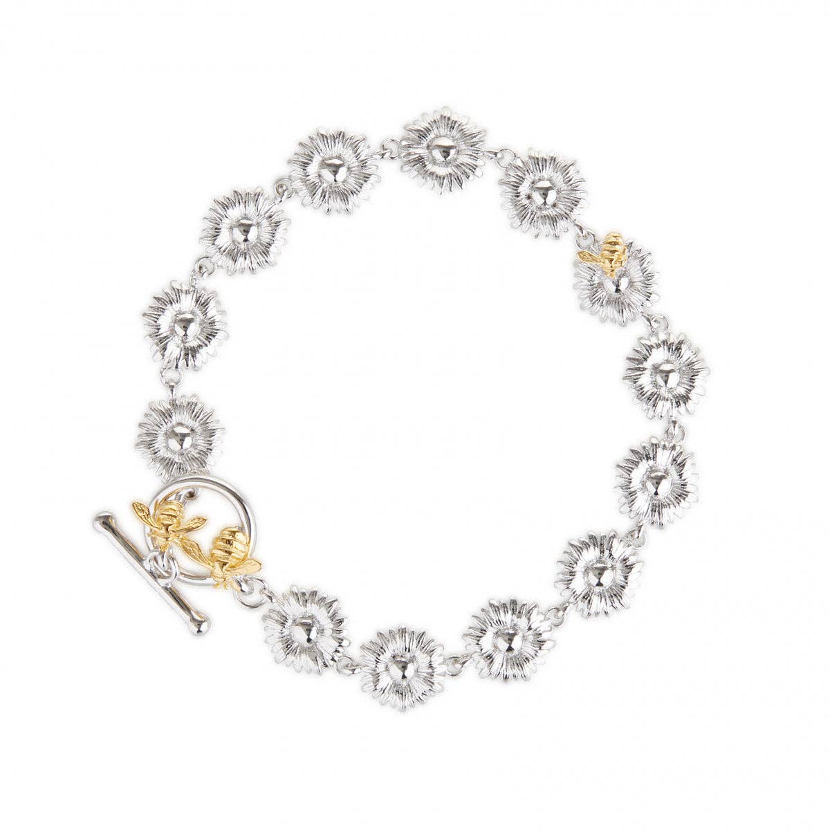 Sterling Silver Daisy Chain Bumble Bee Bracelet