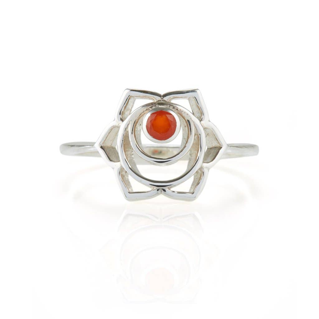 Sacral Chakra Ring, Carnelian & Silver Gold Plated