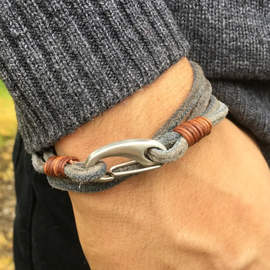 Cowboy Suede Leather Bracelet grey