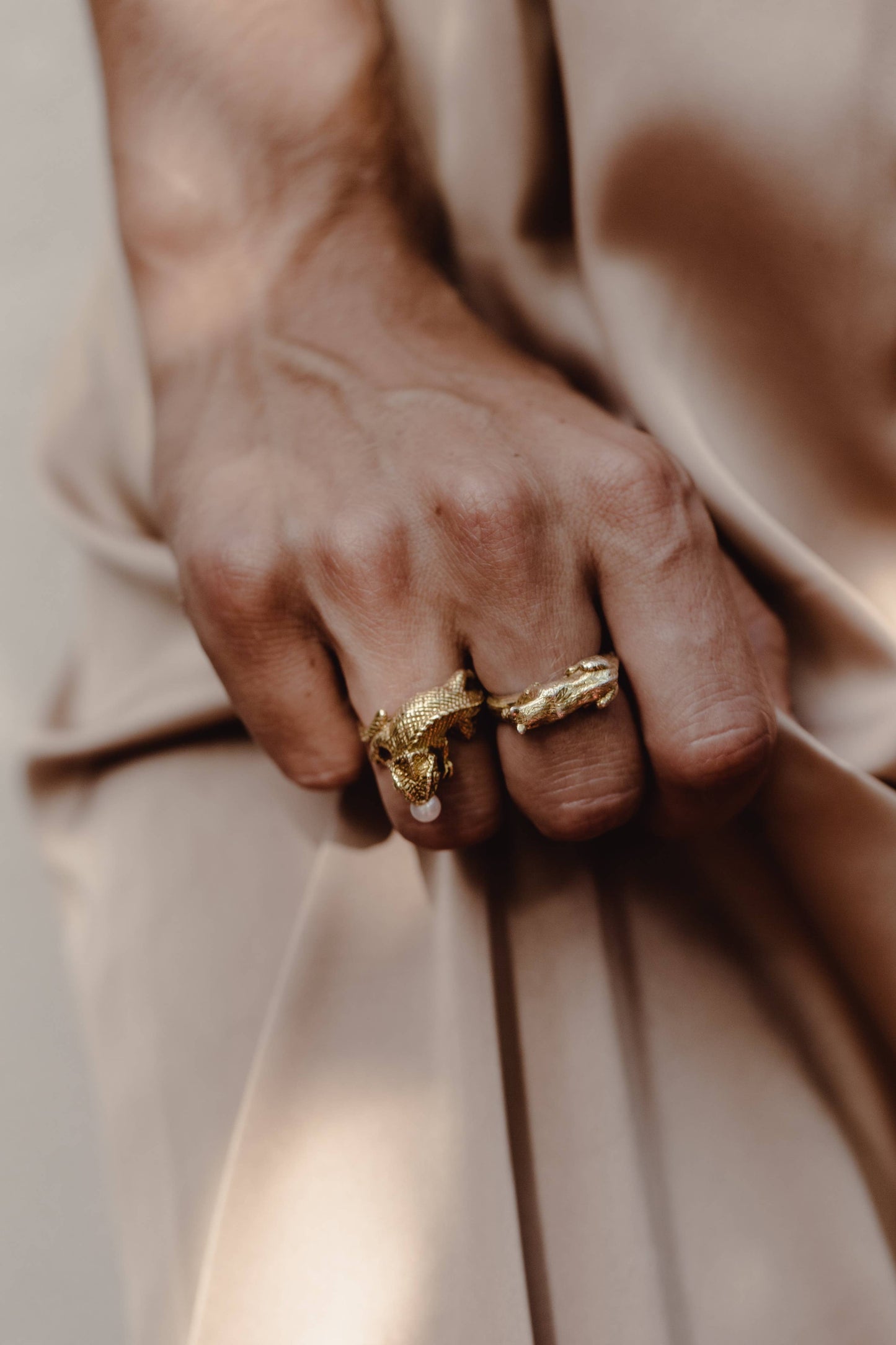 Sterling Silver Gold Plated Lioness Ring