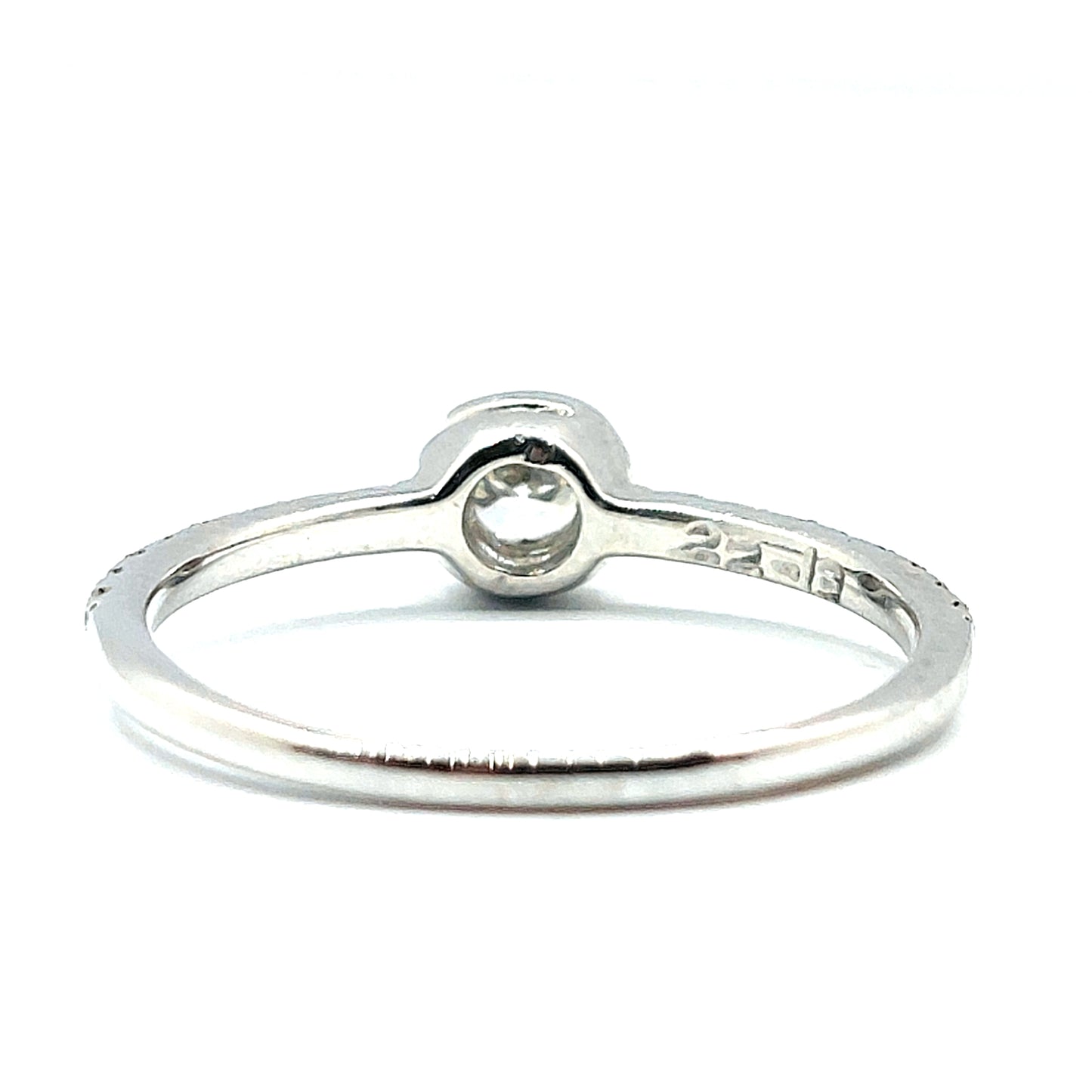 Spiral Set, Round Brilliant Diamond Ring with Diamond Set Band in 18ct White Gold