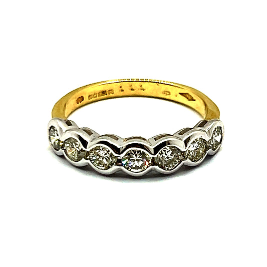 7-Stone Diamond Scallop Set Eternity Band in 18ct White and Yellow Gold