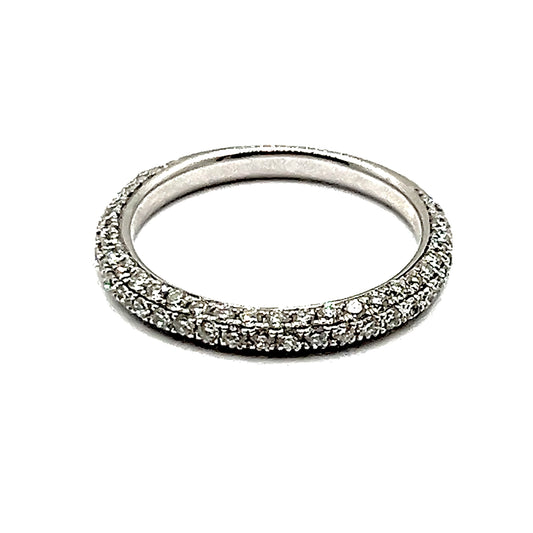 Pavé-Set Diamond Curve Three Quarter Eternity Band