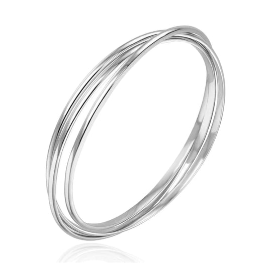 9ct White Gold Solid Russian Bangle