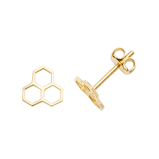 Minimalist Gold Honeycomb Stud Earrings