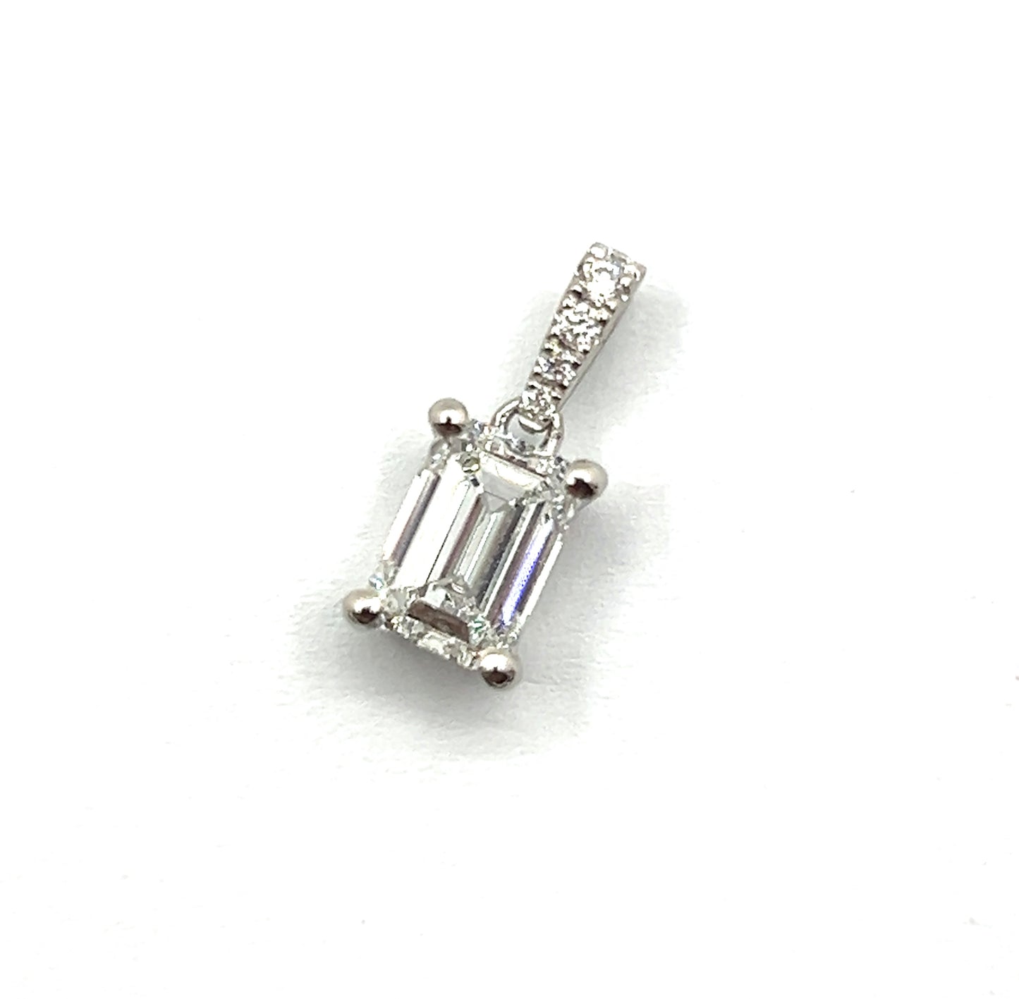 Emerald Cut 1ct Diamond with Diamond Bail