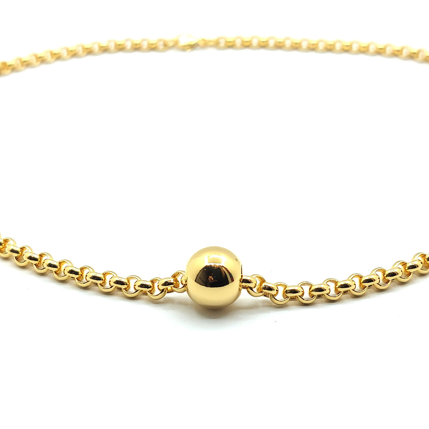 Heavy, 18ct Gold Plated 925 Silver 16" Chain With Ball Pendant