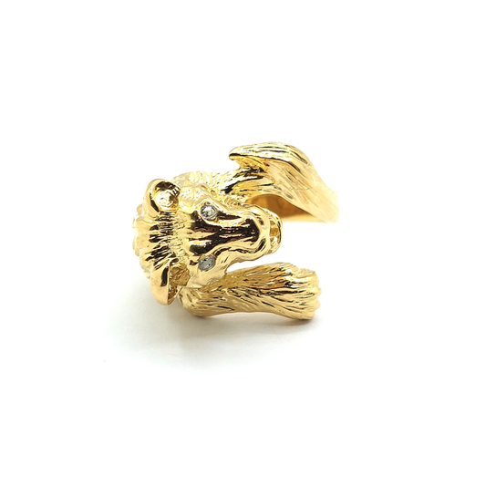 Sterling Silver, 18ct Gold Plated Lion Icon Ring