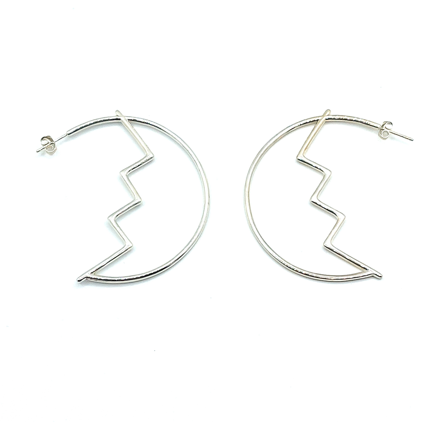 Zig Zag Detail Hoops Sterling Silver