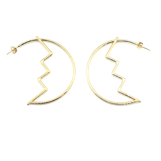 18ct Gold Plated Zig Zag Detail Hoop Earrings