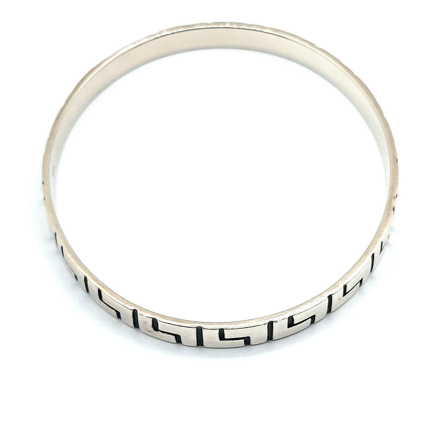 L Engraved Bangle Sterling Silver