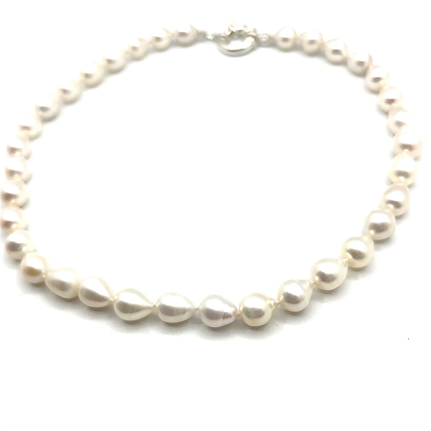 Baroque Pearl Knotted Choker Necklace with Sterling Silver Clasp