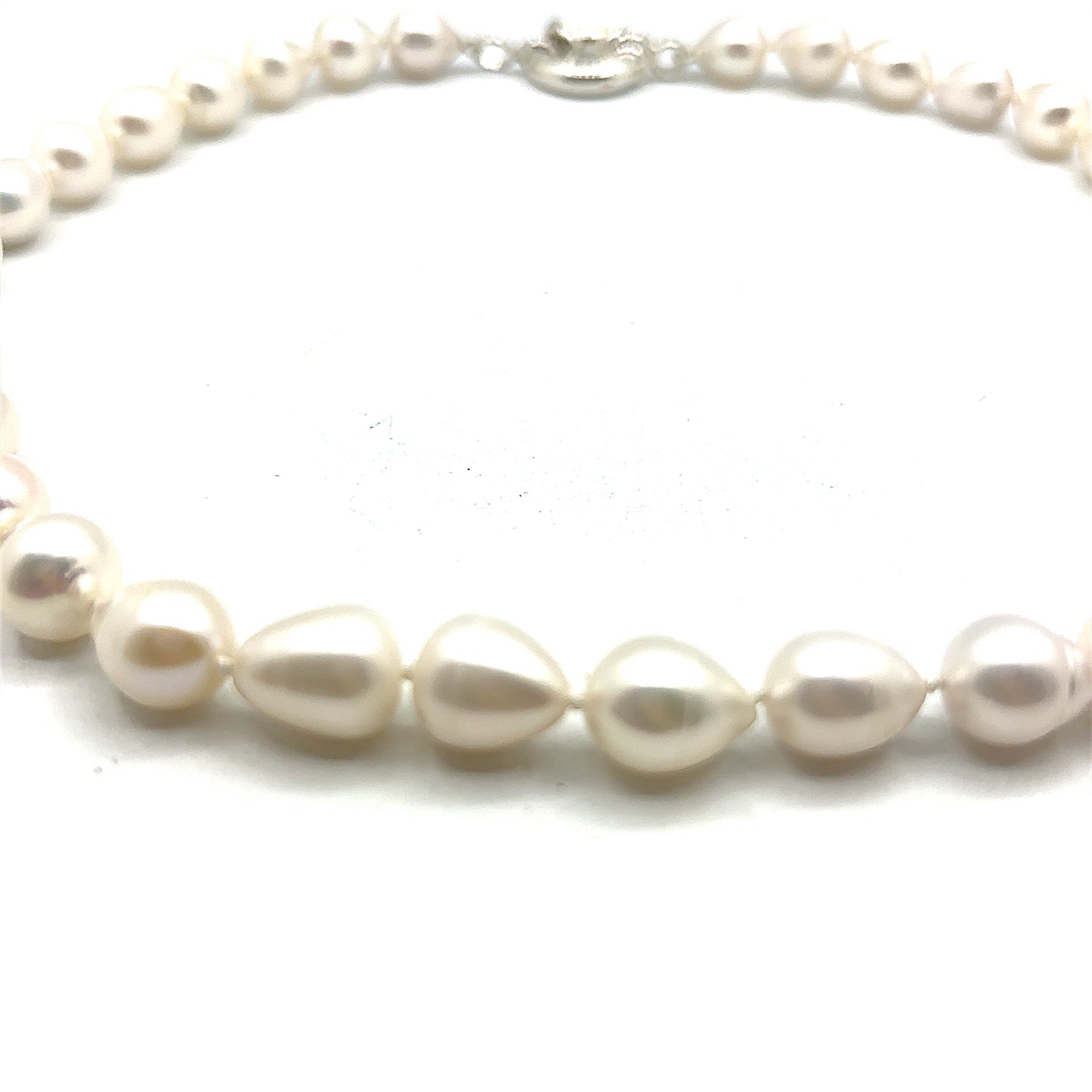 Baroque Pearl Knotted Choker Necklace with Sterling Silver Clasp