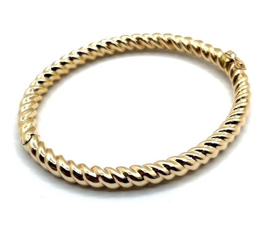 9ct Yellow Gold Rope Effect Hollow Bangle #000279